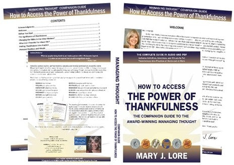 Dust Jacket, Contents and Intro to Power of Thankfulness Companion Guide by Mary J. Lore (PDF)